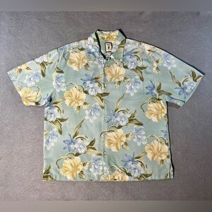 Jamaica Jaxx Men’s Hawaiian Shirt XL Light Blue Silk Floral Button Up Aloha